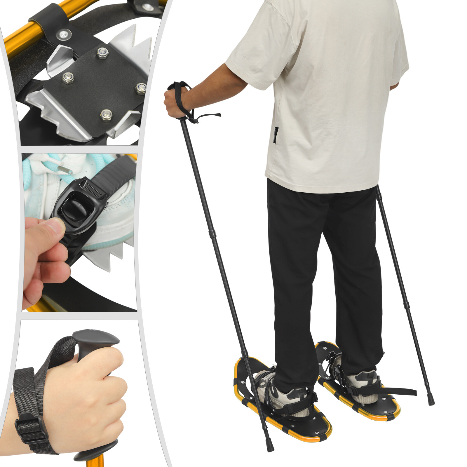 21 Inch Snowshoes, Snowshoes& Adjustable Trekking Poles, Snowshoes for Men Women