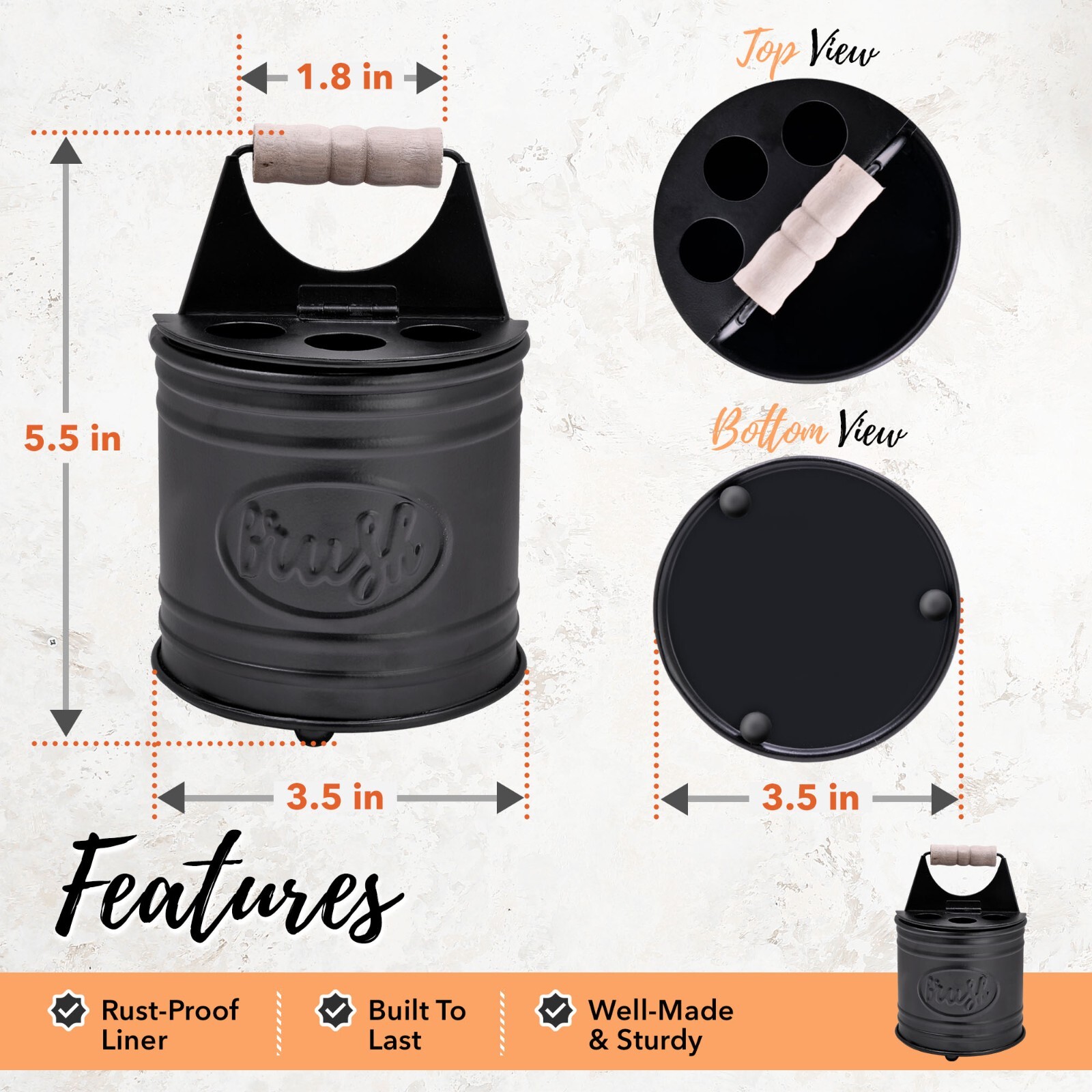 Autumn Alley Black Farmhouse Toothbrush Holders for Bathrooms, Rustic accessory