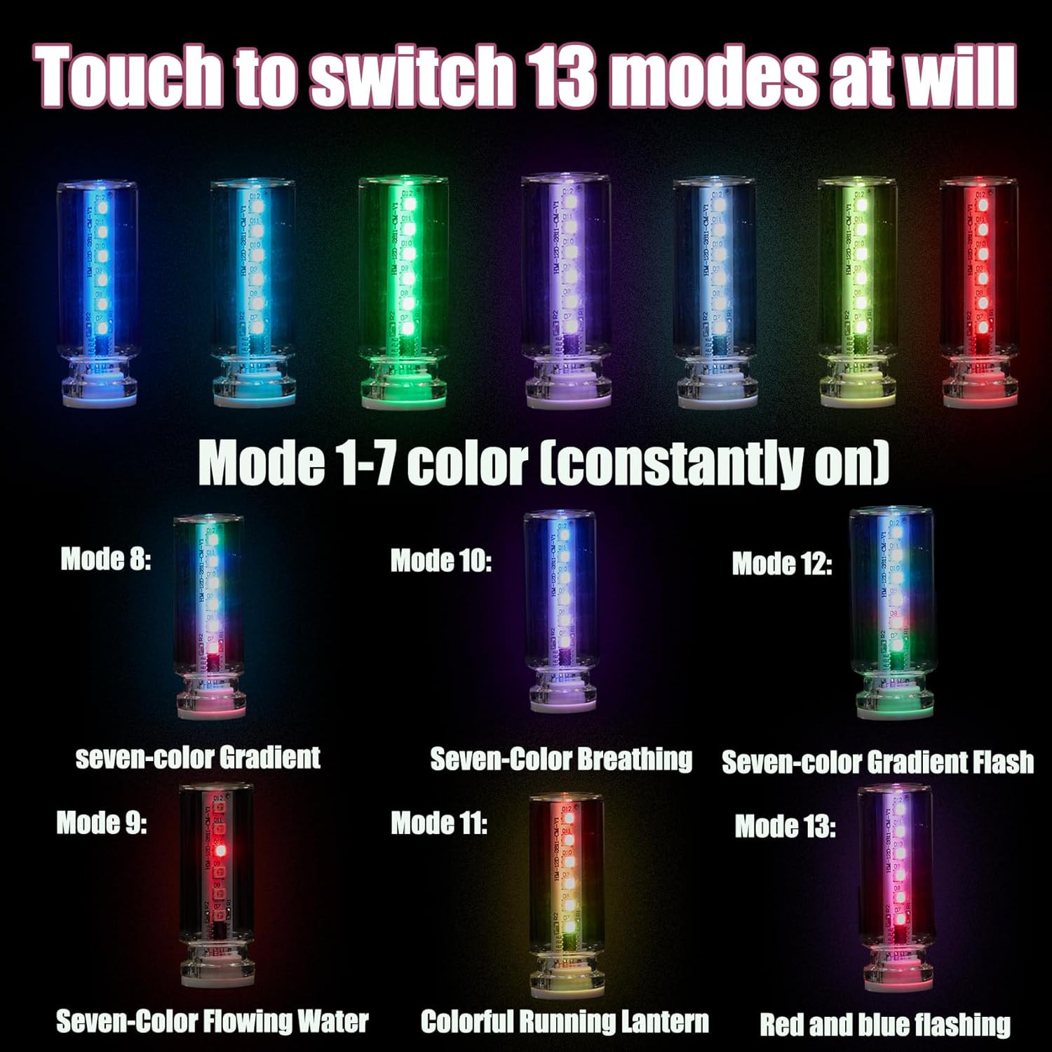 13 in 1 Car USB Night Light Touch Dimmable LED Filament Lamp, USB Interior Car L