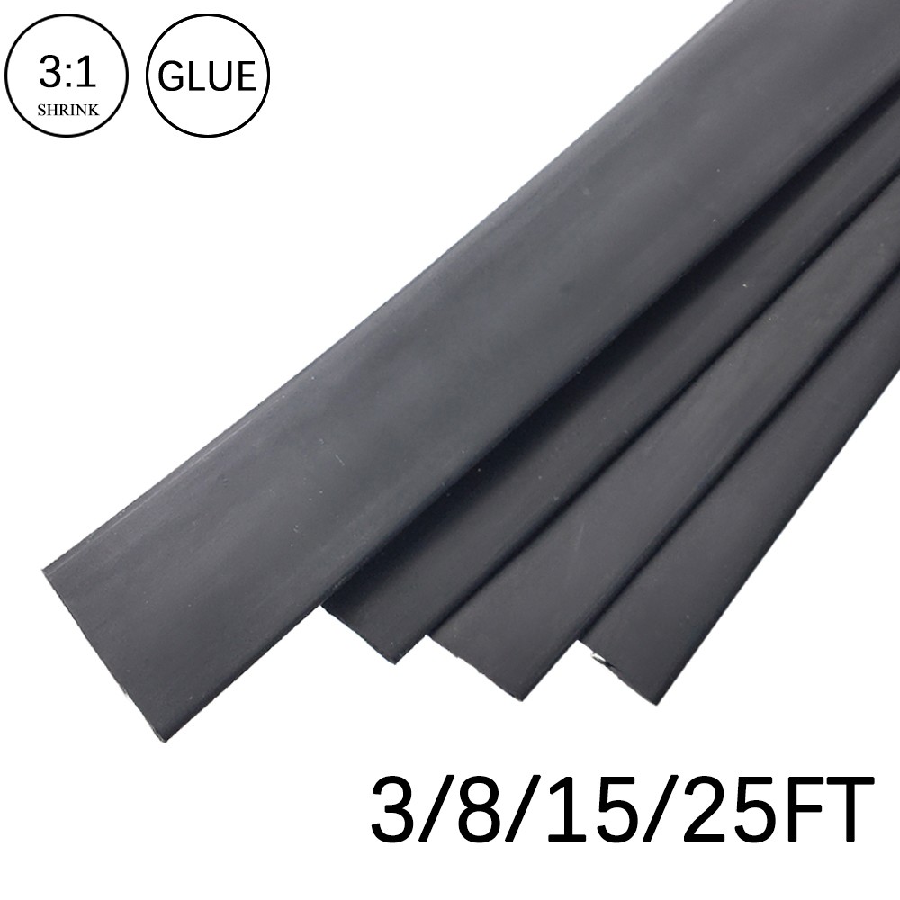 3:1 Heat Shrink Tubing Black Dual Wall Waterproof Glue Wires Wrap (LARGE SIZES)