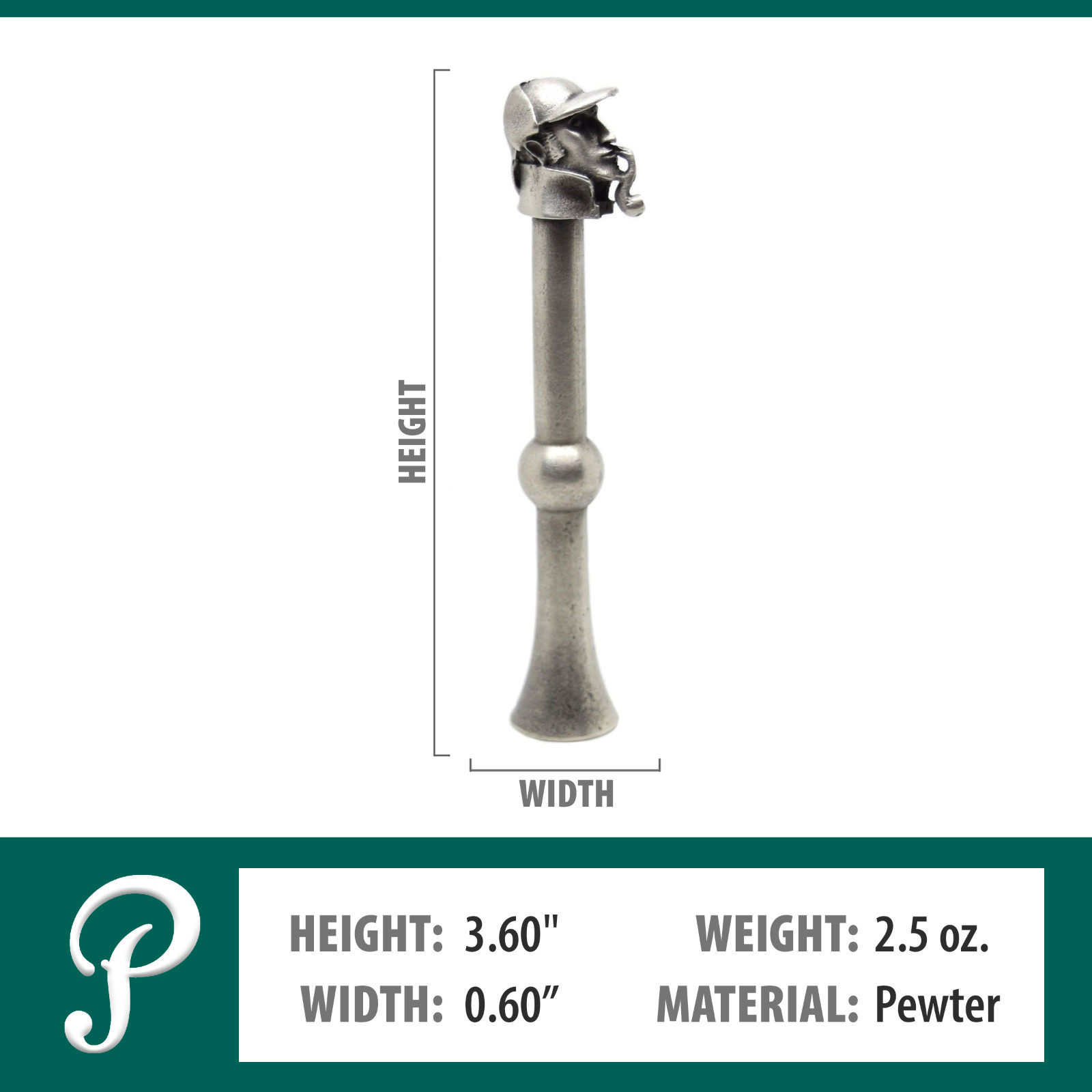 Peterson Pipes Sherlock Holmes Pewter Tamper - Collectible Tobacco Pipe Tool