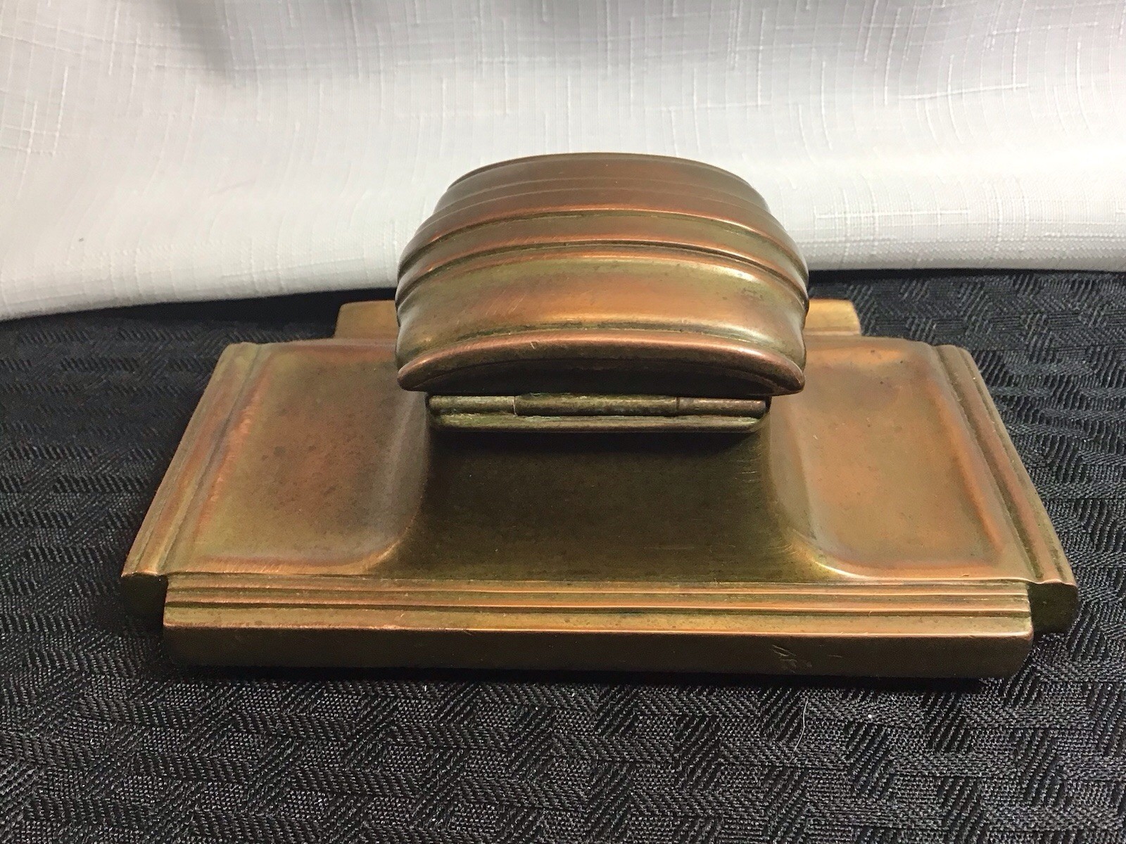 Art Deco Brass Inkwell Stand Tray