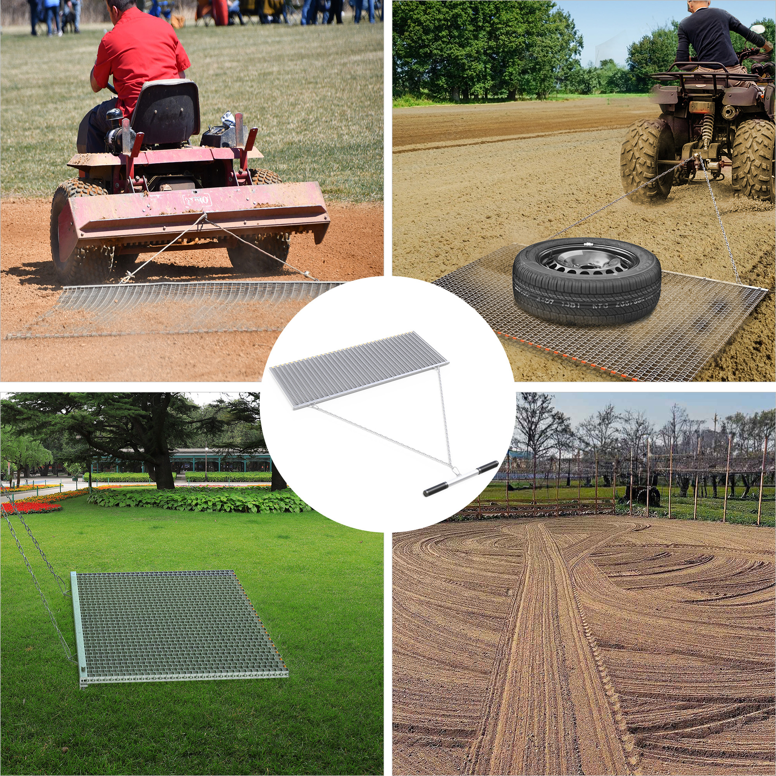 6' x 3' Drag Mat Heavy Duty Zinc & Steel Mesh Field Surface Leveling for ATV UTV