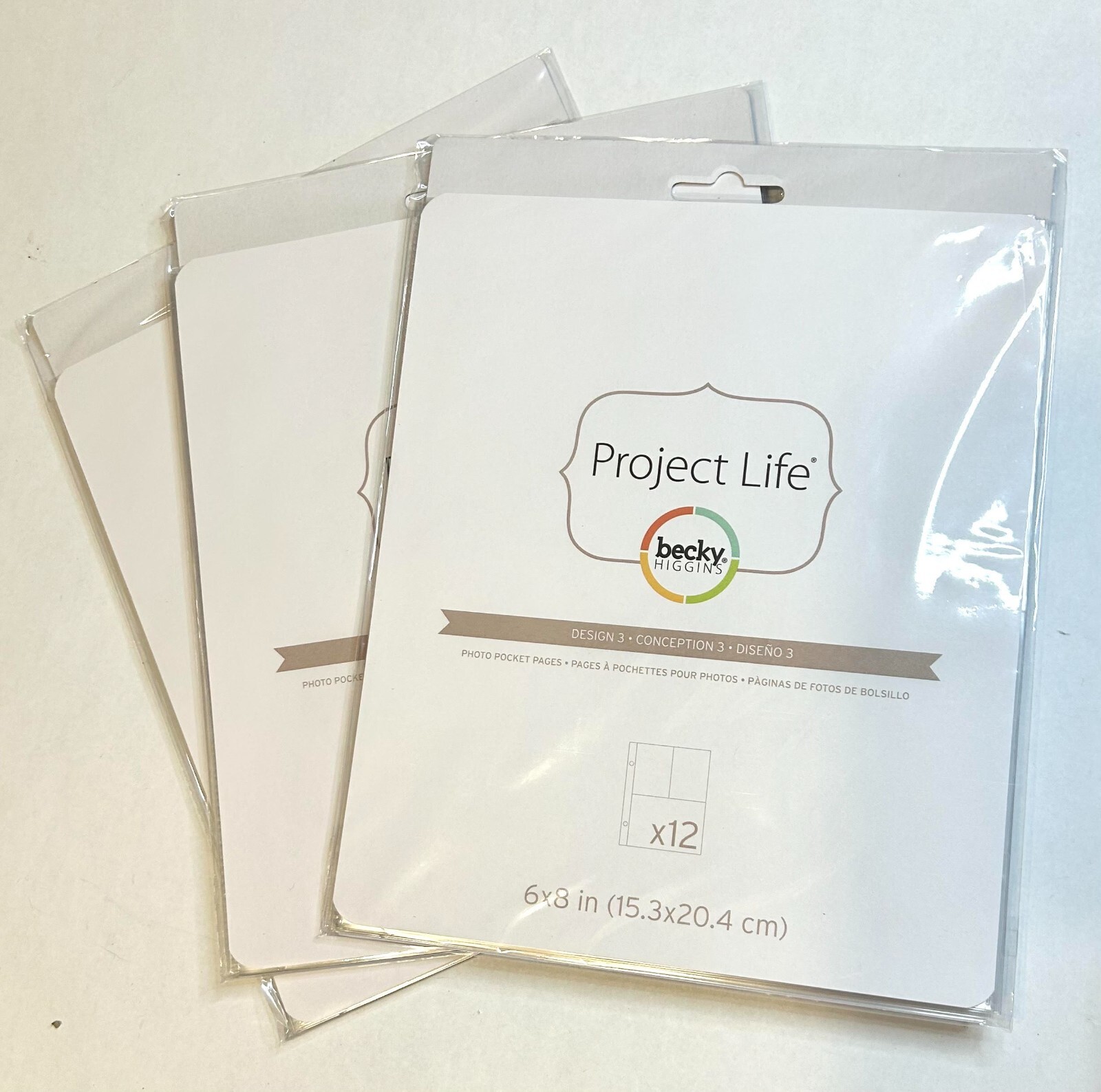 3Pk Project Life Photo Pocket Pages 6X8 12Pk Design Scrapbooking Junk Journaling