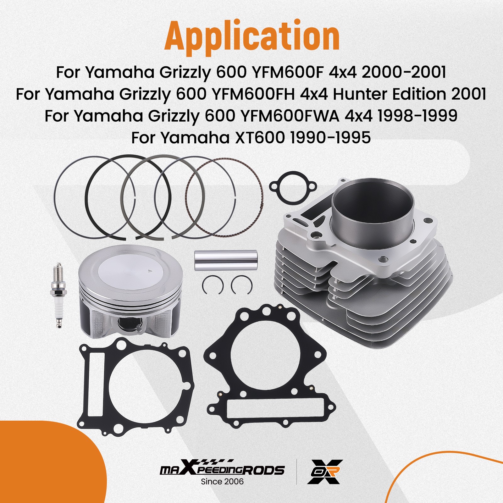 Cylinder Piston Gasket Top End Kit For Yamaha Grizzly 600 1998-00 XT600 1990-95