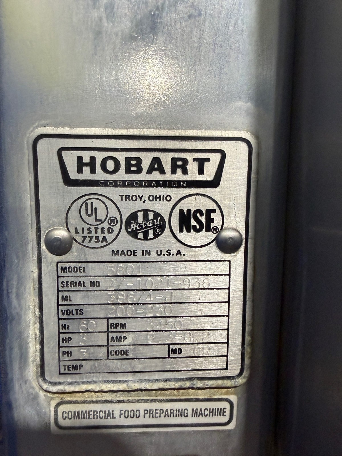 HOBART 5801 MEAT BAND SAW HEAVY DUTY ELECTRIC BONE CUTTING BUTCHER MACHINE