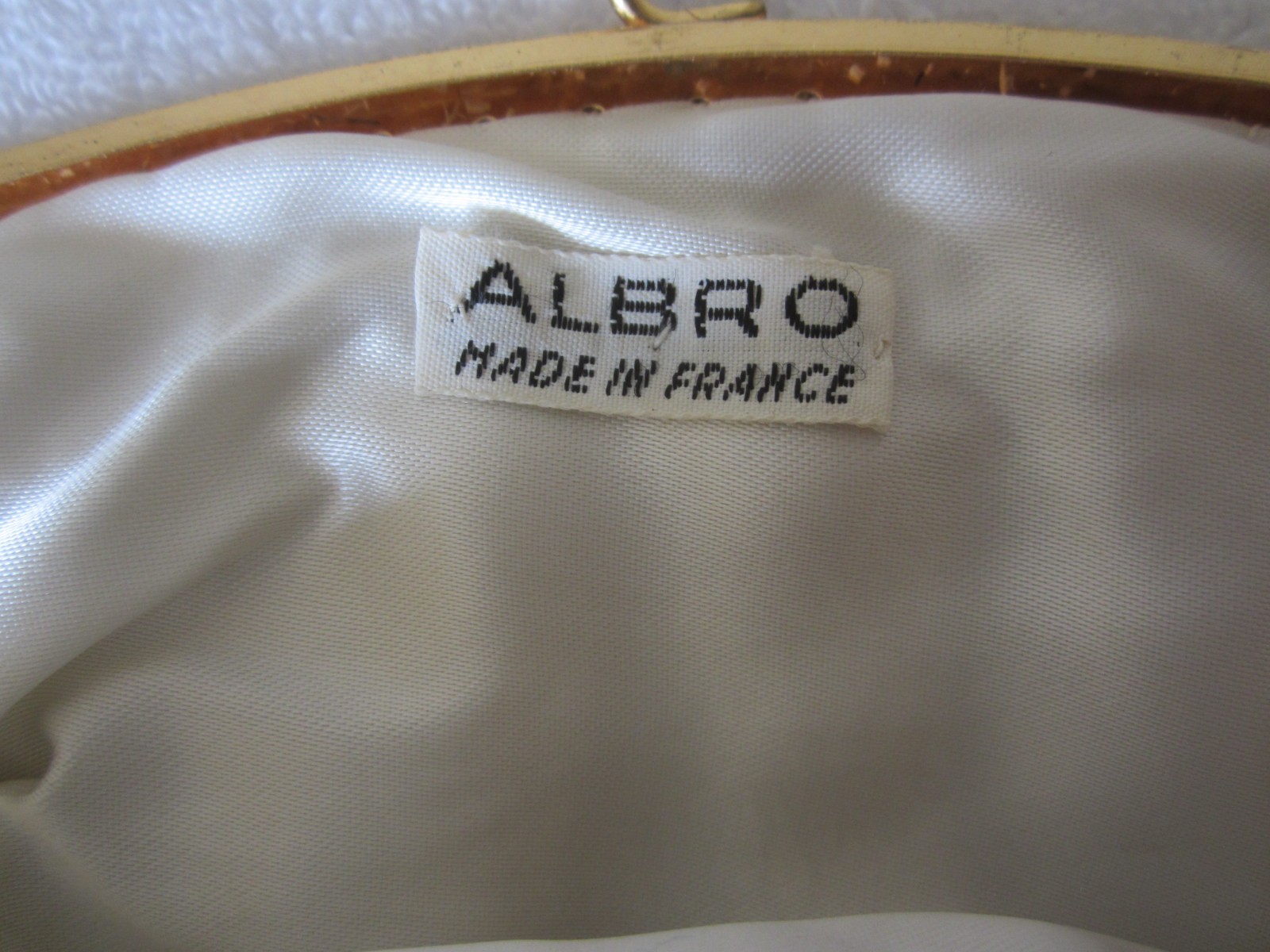 ALBRO of France Small Cream Gold Evening Bag Vintage 50s Brocade w/Kiss Lock