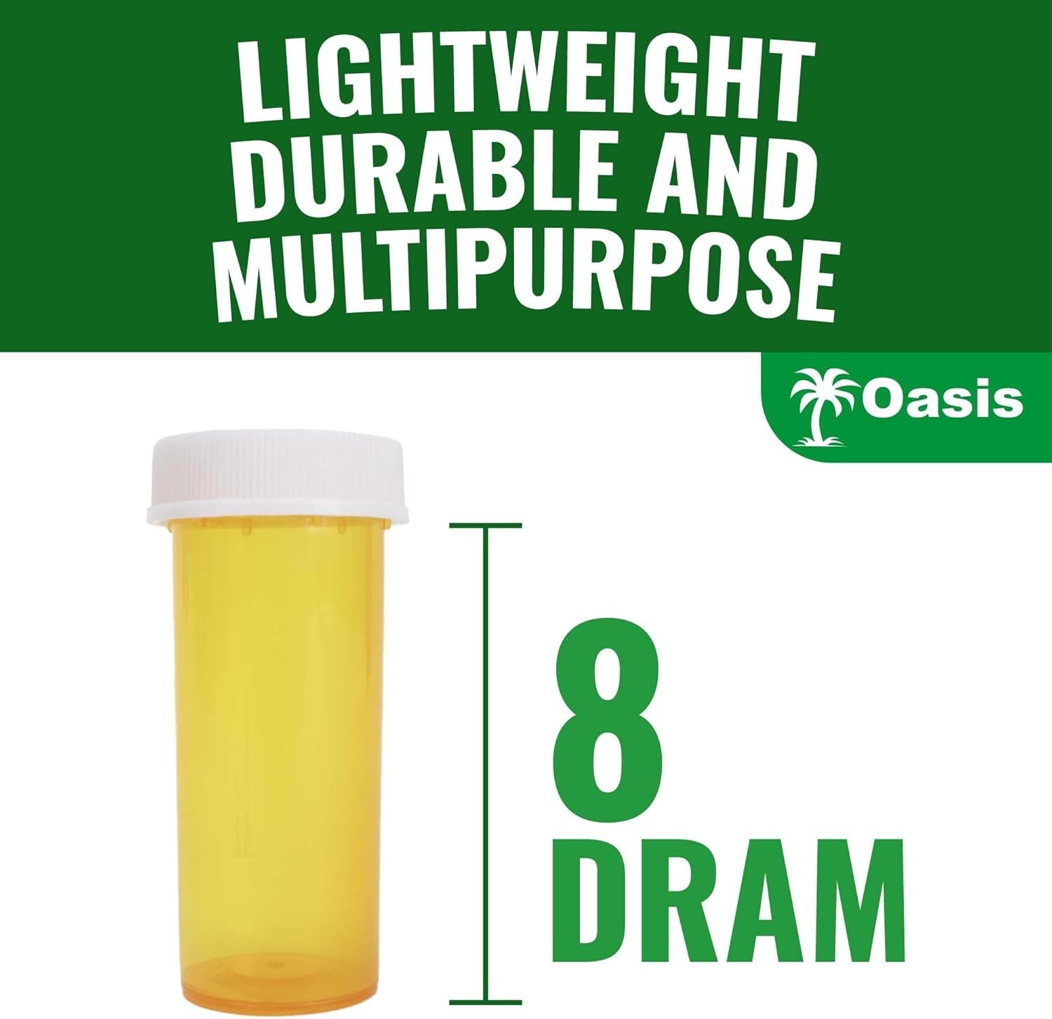 Plastic Amber Medicine Pill Bottles, 8 Dram, 25 Pack