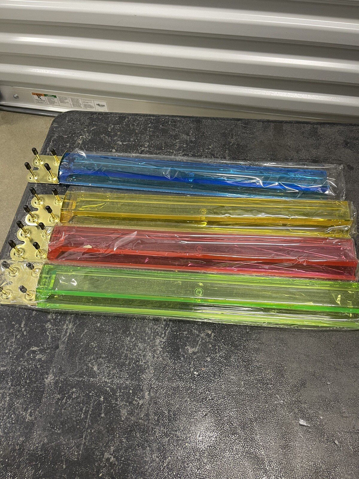 4 Clear Colored Mah Jong Racks With Money Holders - Multi-Color Acrylic Mahjong