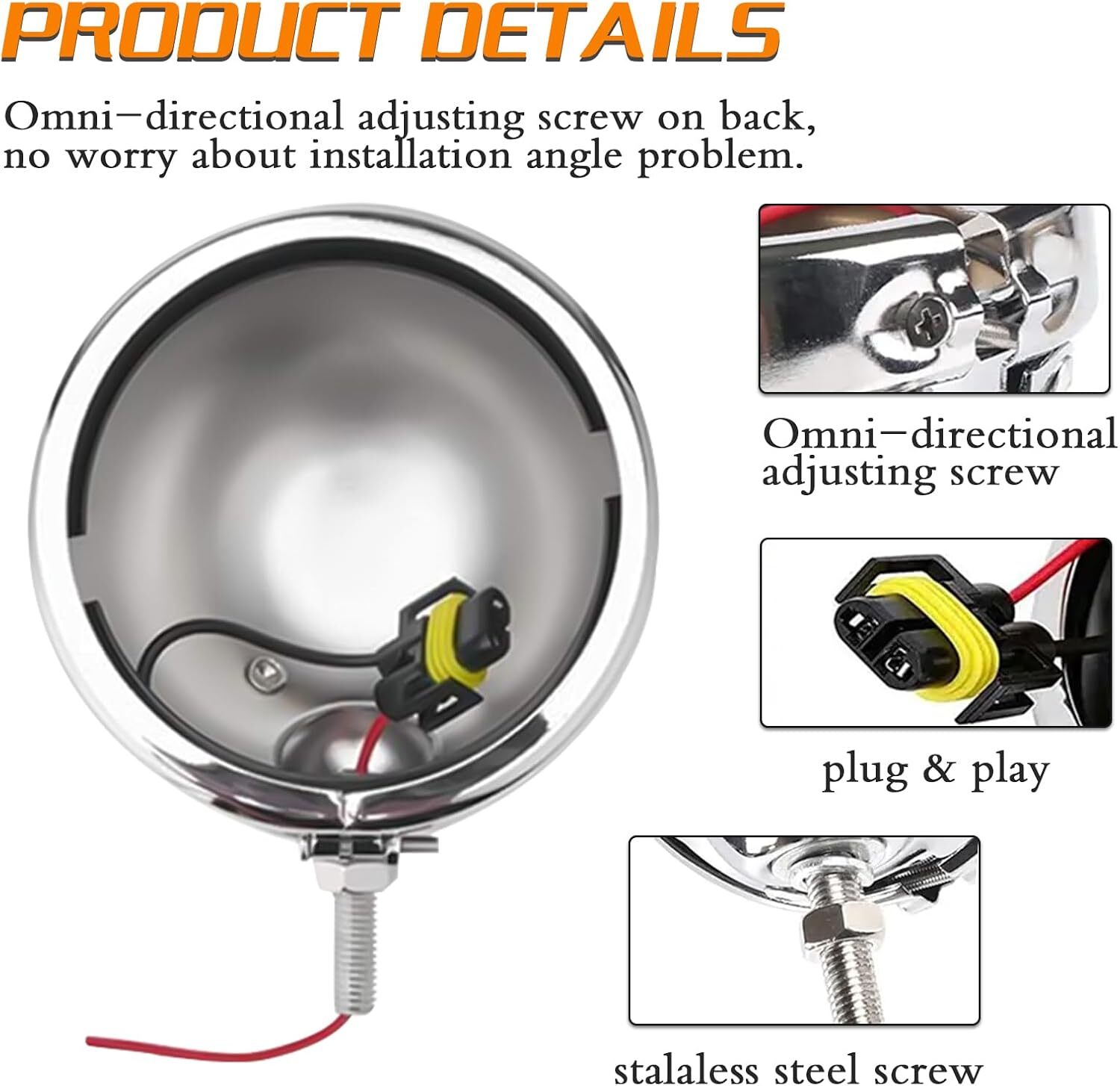 7Inch 140W LED Headlight Hi/Lo + 2Pcs 4.5Inch 80W Fog Light for Harley Davidson