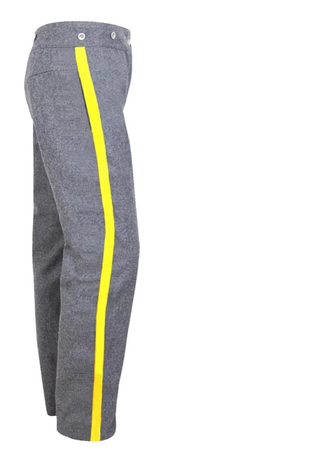 US Civil War Officer’s Gray Wool Trousers Reenactment Pants, 1.5" Yellow Trim
