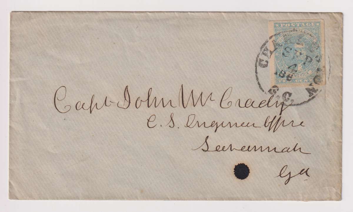 E5485: Confederate States #2a Choice Stamp on Cover; CV $325++