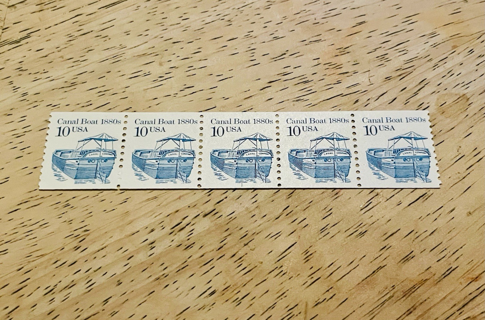 US Stamps 2257a PNC5 10c Canal Boat Plate 1 Dull Gum Overall Tag MNH F-VF