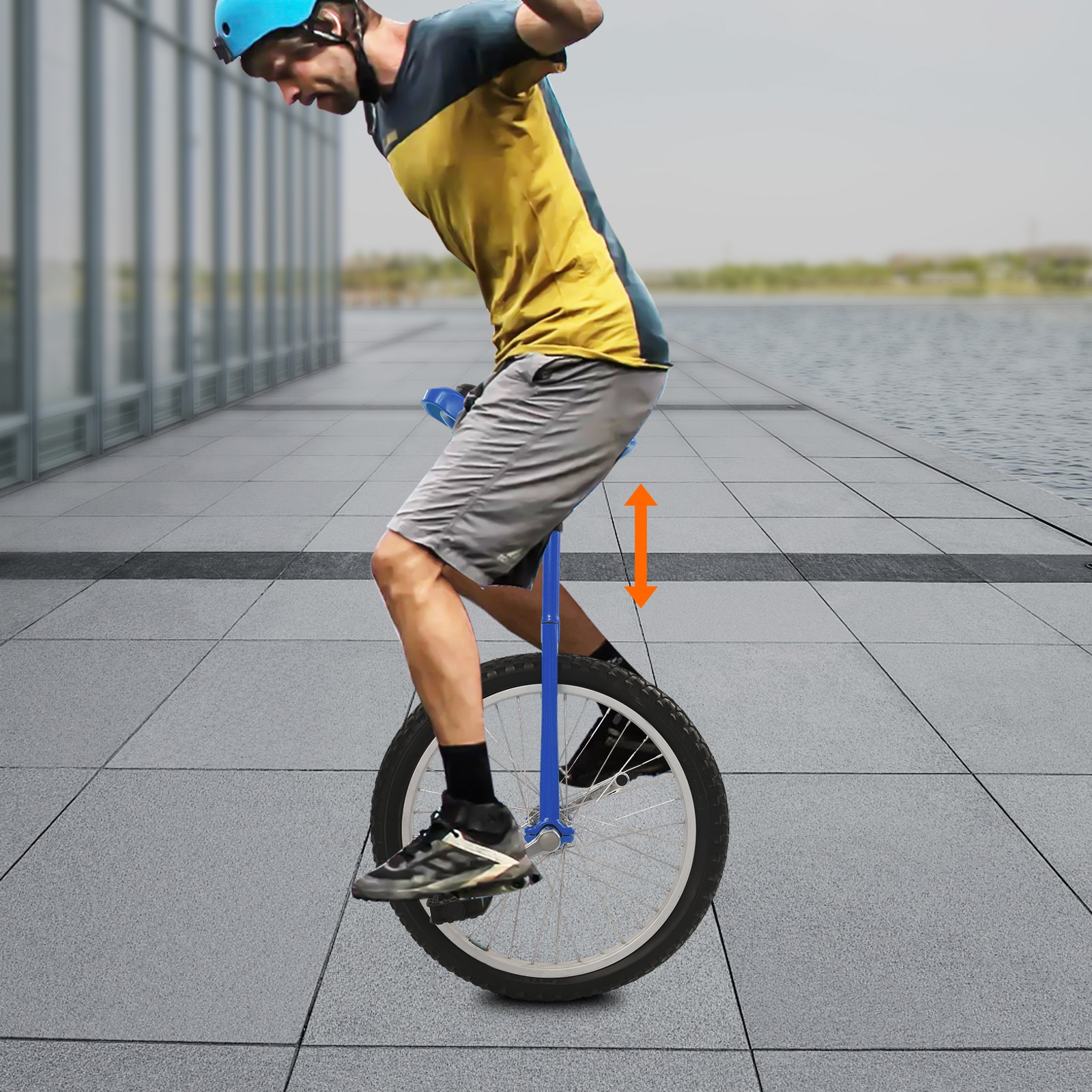 Blue 20inch Unicycle with Adjustable Height 78-90cm,Lightweight Outdoor Unicycle