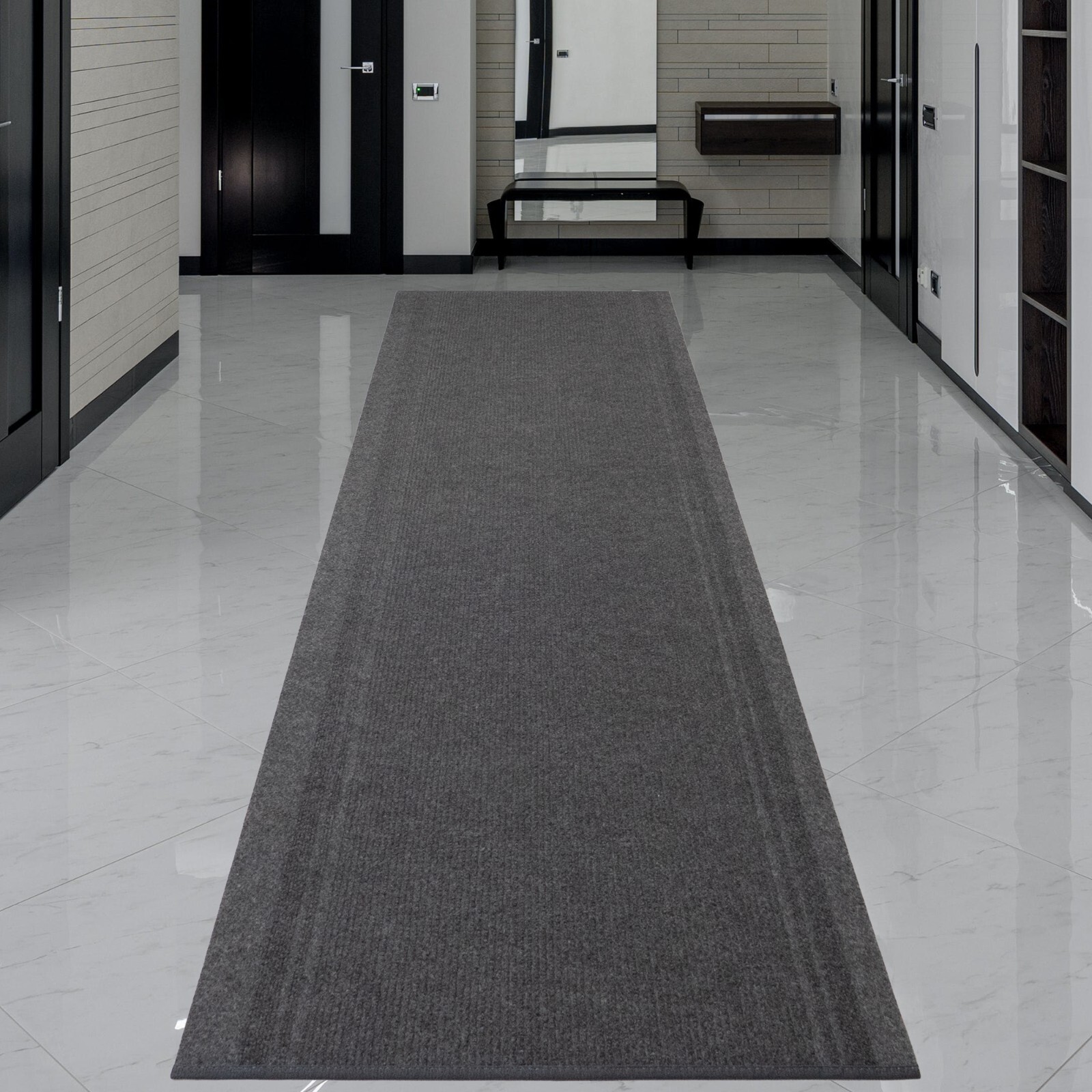 Anti Slip Light Weight Low Profile Gray Rug Runner Hallway Office Outdoor
