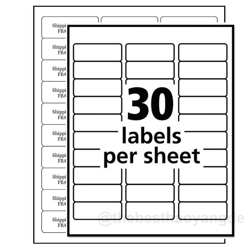 Premium Shipping Address Mailing Labels 1" x 2 5/8" 30 Labels Per Sheet (30 UP)