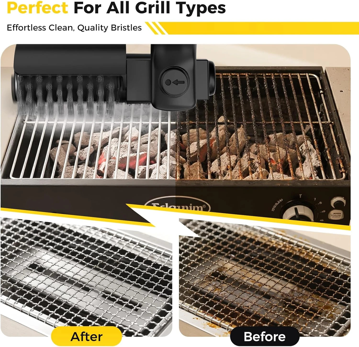 Electric BBQ Grill Brush - 2600mAh Rechargeable Cleaning Brush Wireless Cleaner.