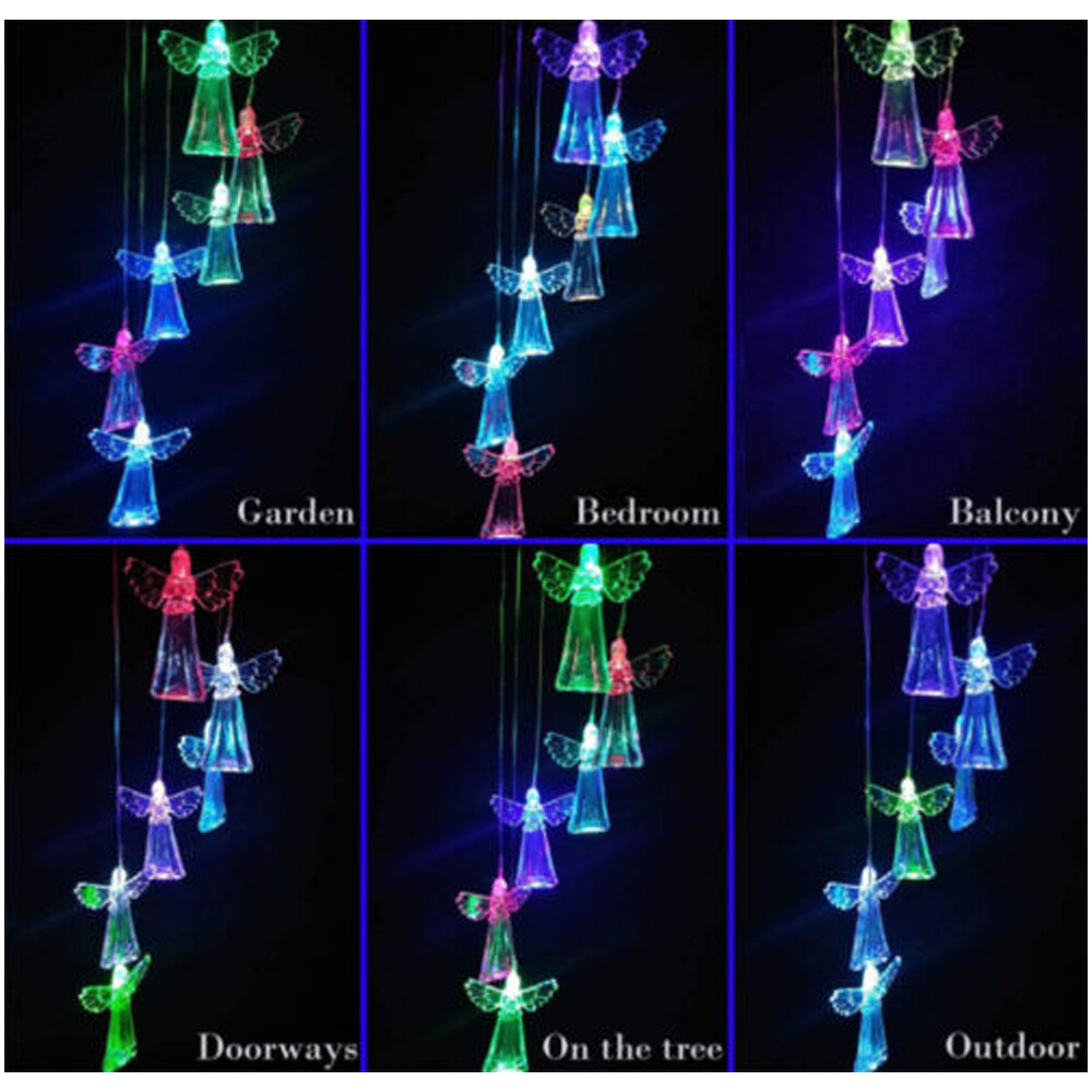 Solar Wind Chime Lights LED Color Changing Hanging Lamp Bird Ball Garden Decor