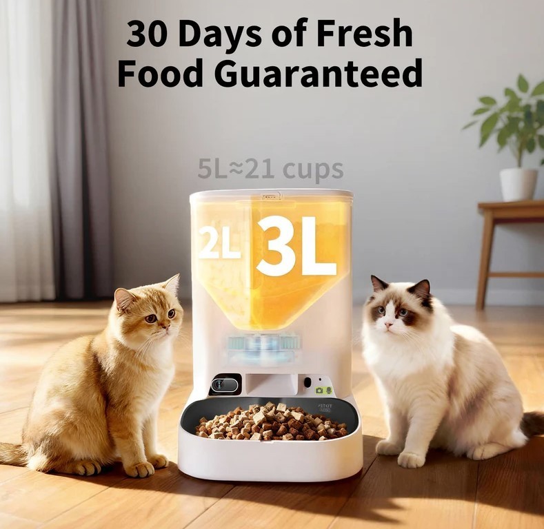 PetKit YumShare Dual-Hopper w/Camera Gen 1 Smart Pet Feeder, 5L Capacity Total