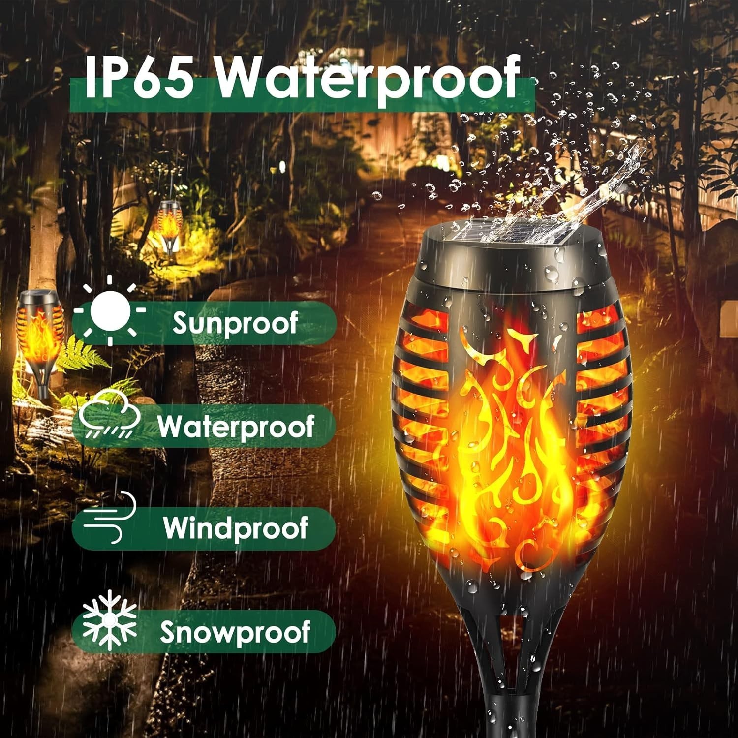 6Pack Flickering LED Solar Flame Tiki Torch Lights Outdoor Garden Yard Lawn Lamp