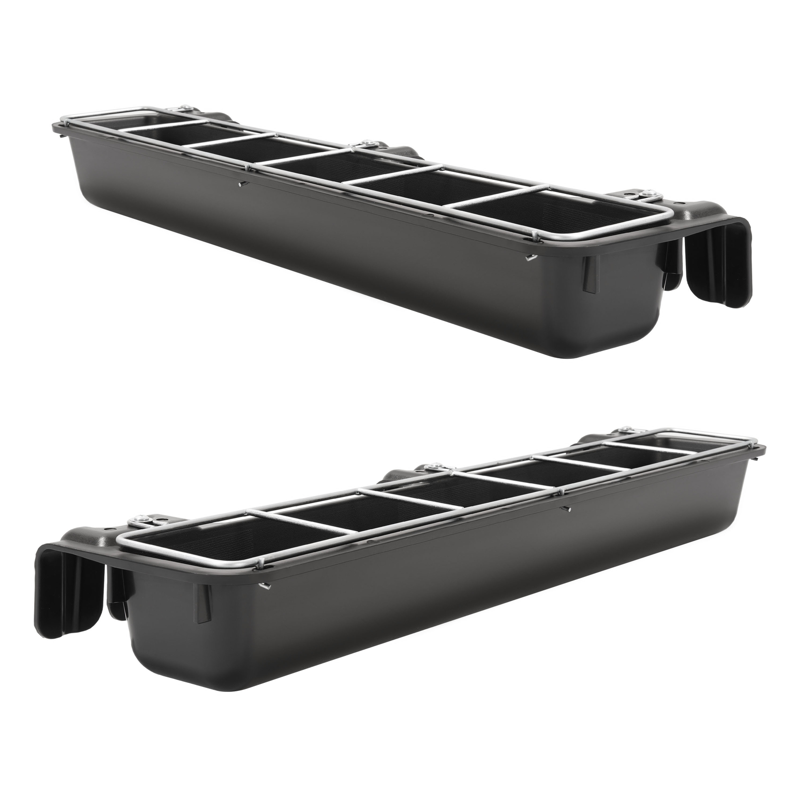 2 Pack Black Hook Over Goat Trough 9 Quart Livestock Feeder For Sheep Alpaca