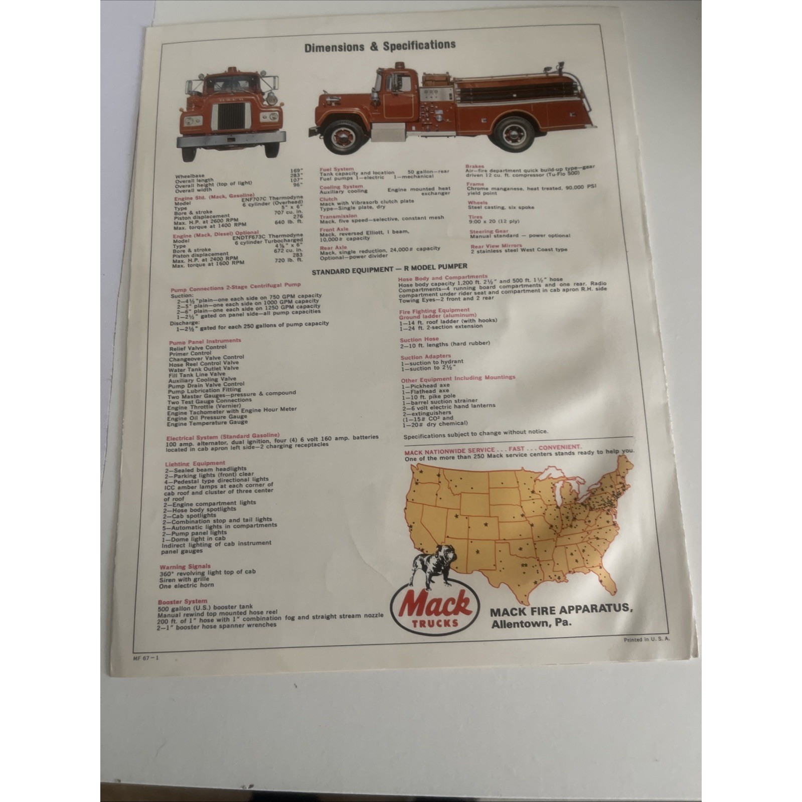 MACK TRUCK R FIRE APPARATUS BROCHURE