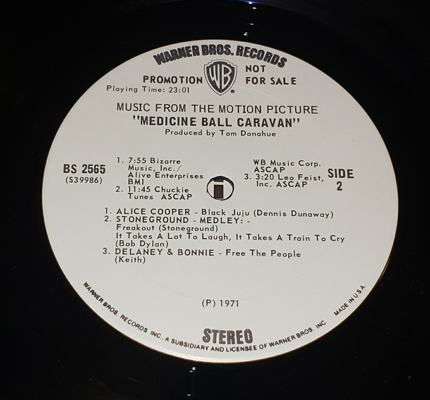 MEDICINE BALL CARAVAN RARE 1971 WHITE LABEL PROMO VINYL MINT-/MINT- ALICE COOPER