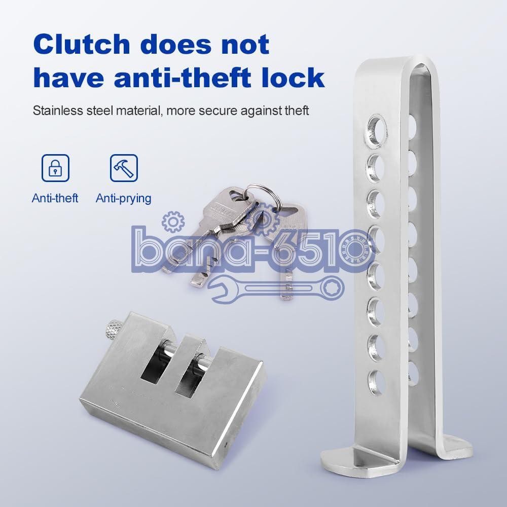 Stainless Steel Brake Pedal Lock Security Car Auto Clutch Lock Anti-theft 3Key