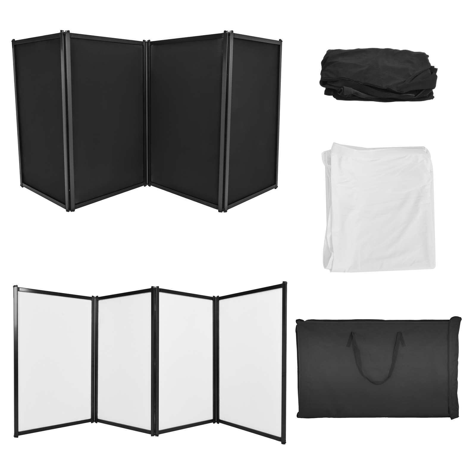 48"x 25" White+Black DJ Foldable Facade Portable Event Booth Panels w/Carry Bag