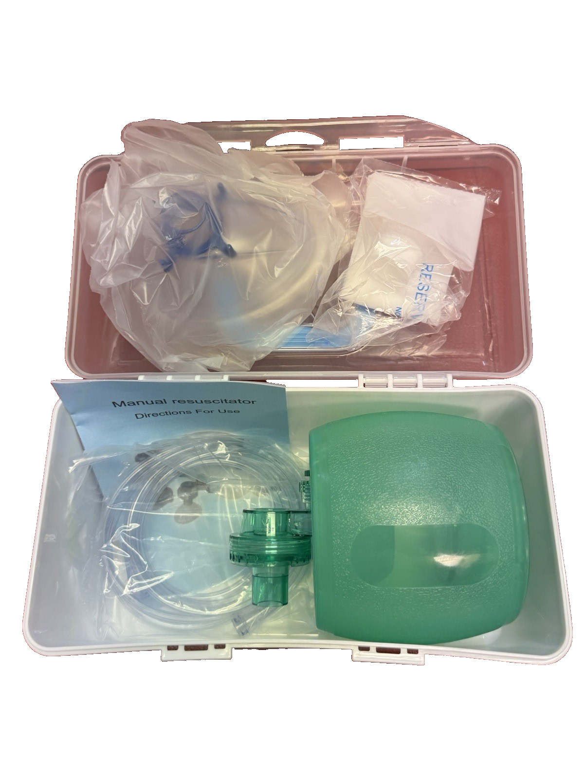 CPR Ambu Bag (2000ml) for Adults – Includes Mask, O2 line, & O2 res – New in Bag