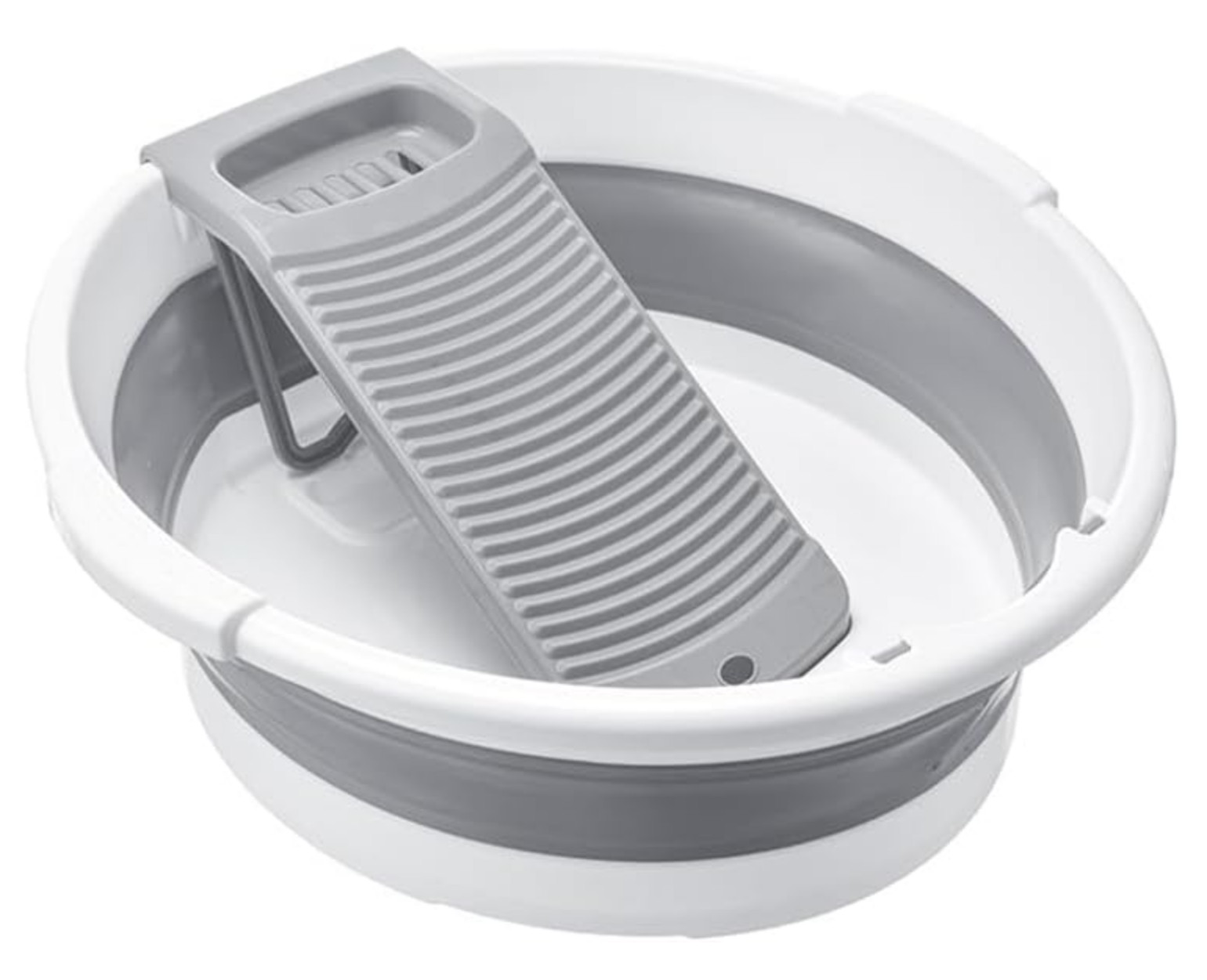 Collapsible Washboard Basin for Clothes, Portable Foldable Laundry Tub (Gray)
