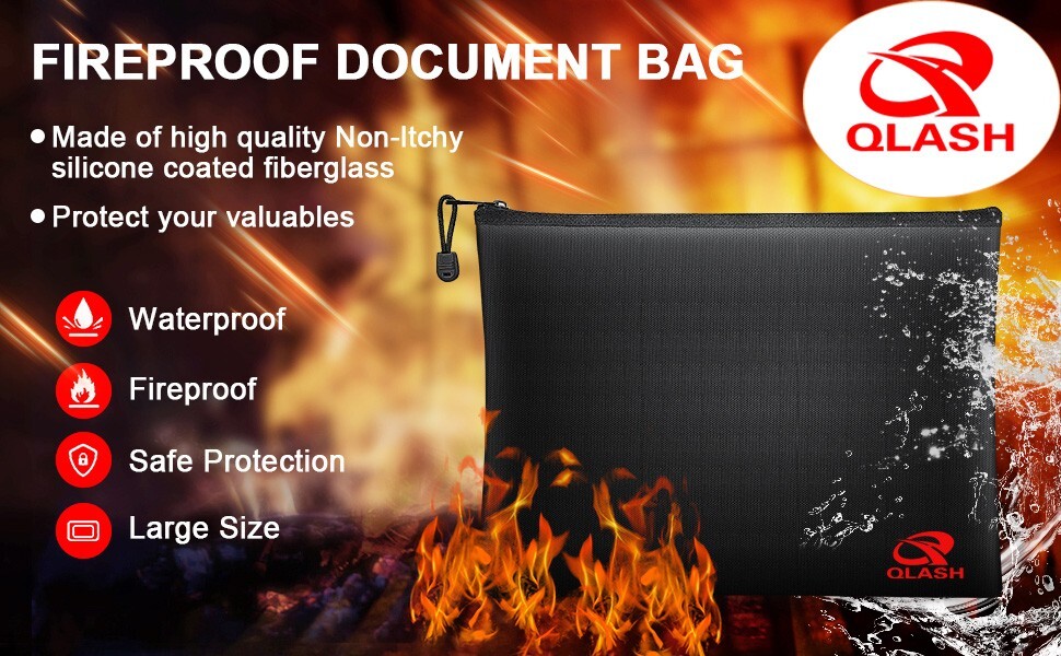 Large Fire Proof money Bag Fireproof Document Pouch Waterproof Safe Cash US