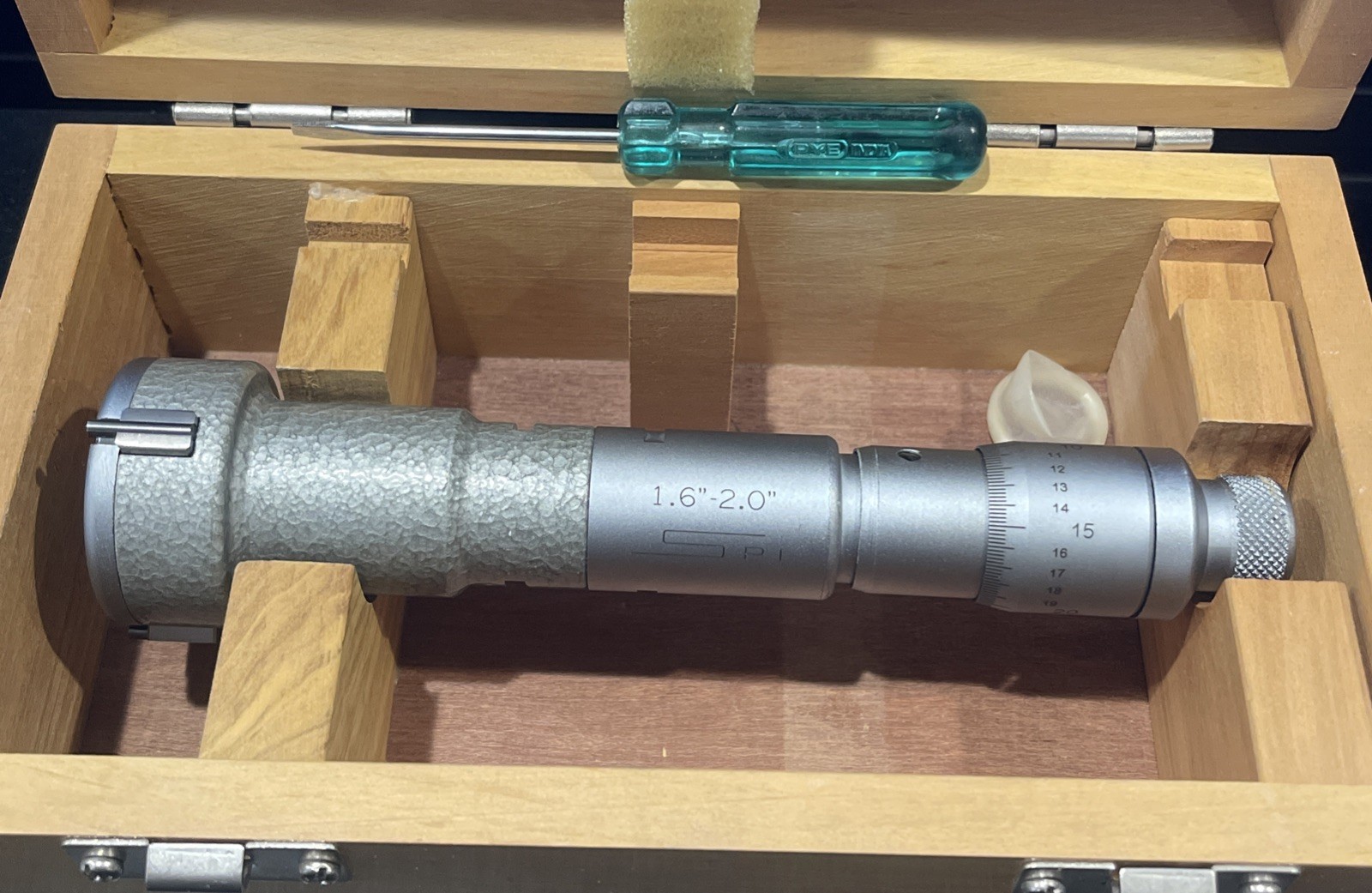 SPI 10-741-7 Mechanical 3-Point Hole Micrometer: 1.6" to 2" Range