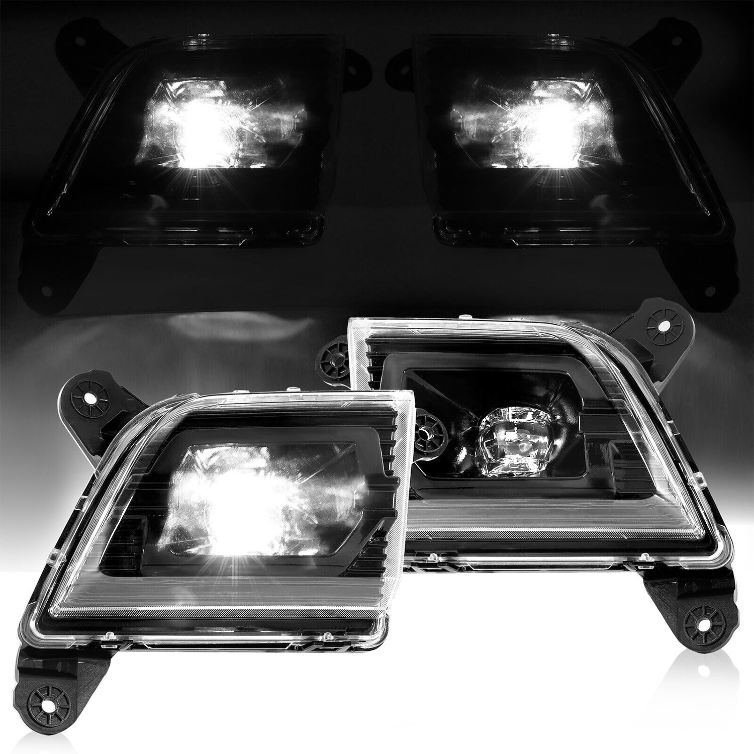 For 2019 2020 2021 2022 Chevy Silverado 1500 LED Daytime Fog Light Lamps Black