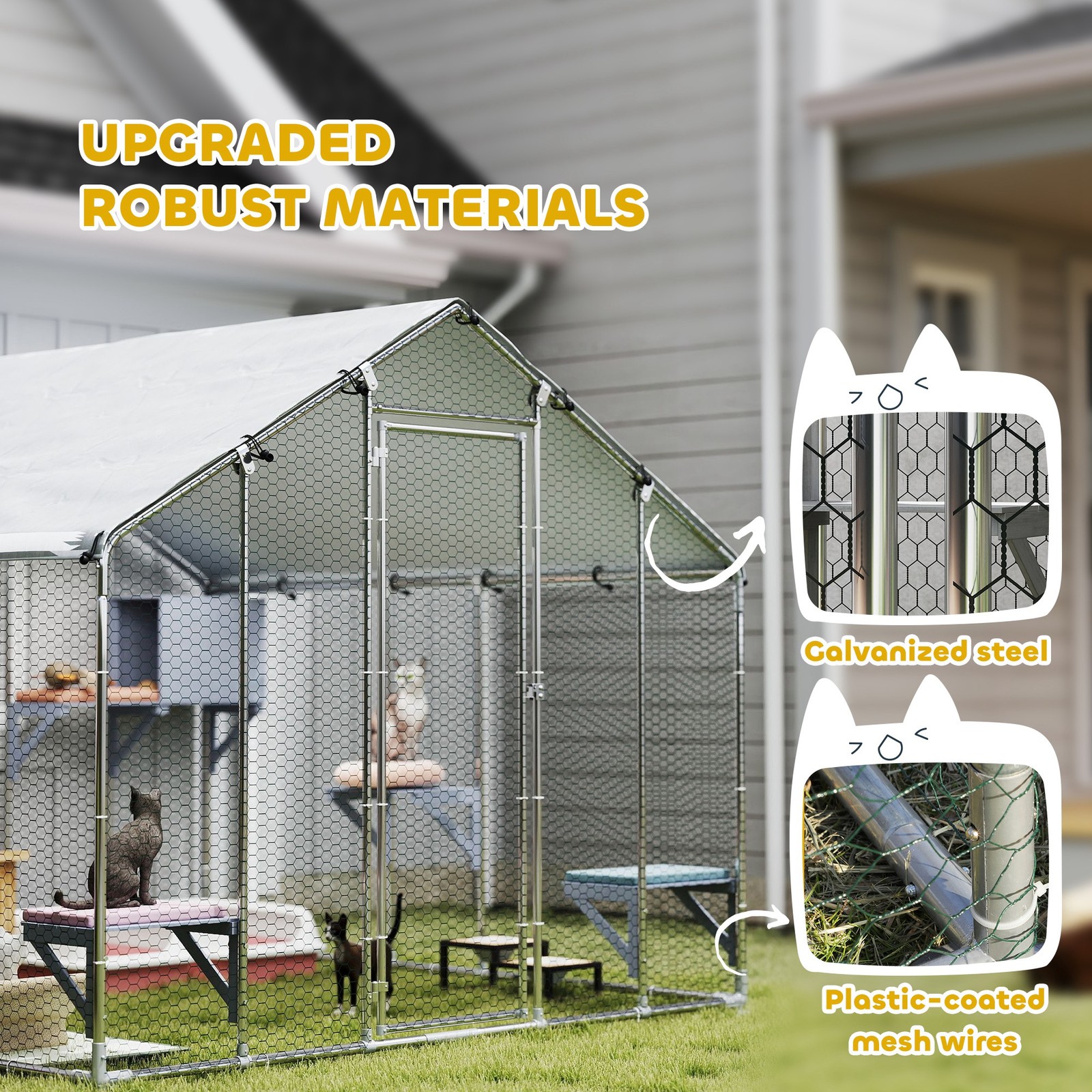 PawHut 94.5" Extra Large Catio Outdoor Cat Enclosure Waterproof Cover UV Protect