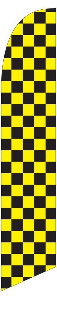 Black and Yellow Checkered 12ft Feather Banner Swooper Flag - FLAG ONLY