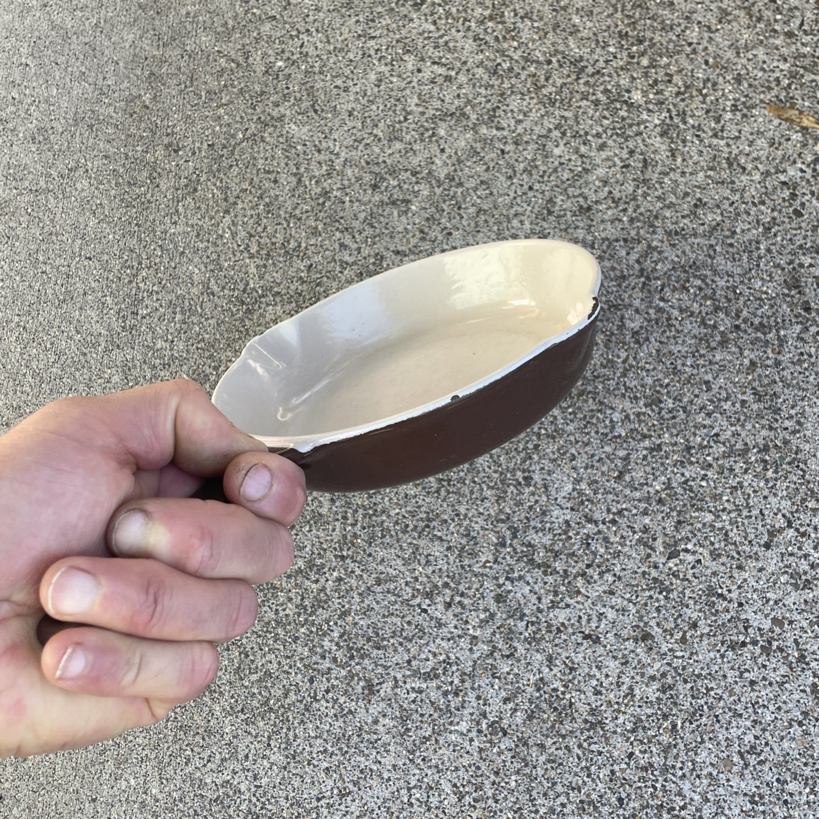 Vintage #16 Le Creuset 6.5" Spouted Skillet Frying Pan Brown Enamel Cast Iron