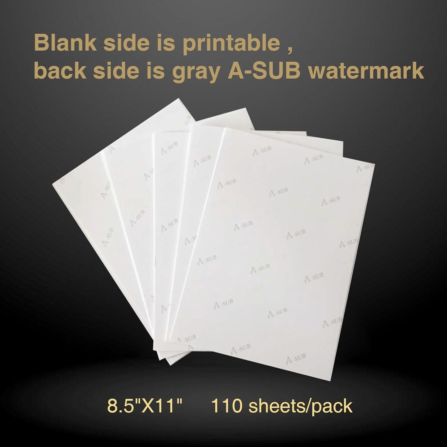 A-SUB Sublimation Paper 125g 8.5x11 110 Sheets for Inkjet Printers Heat Transfer