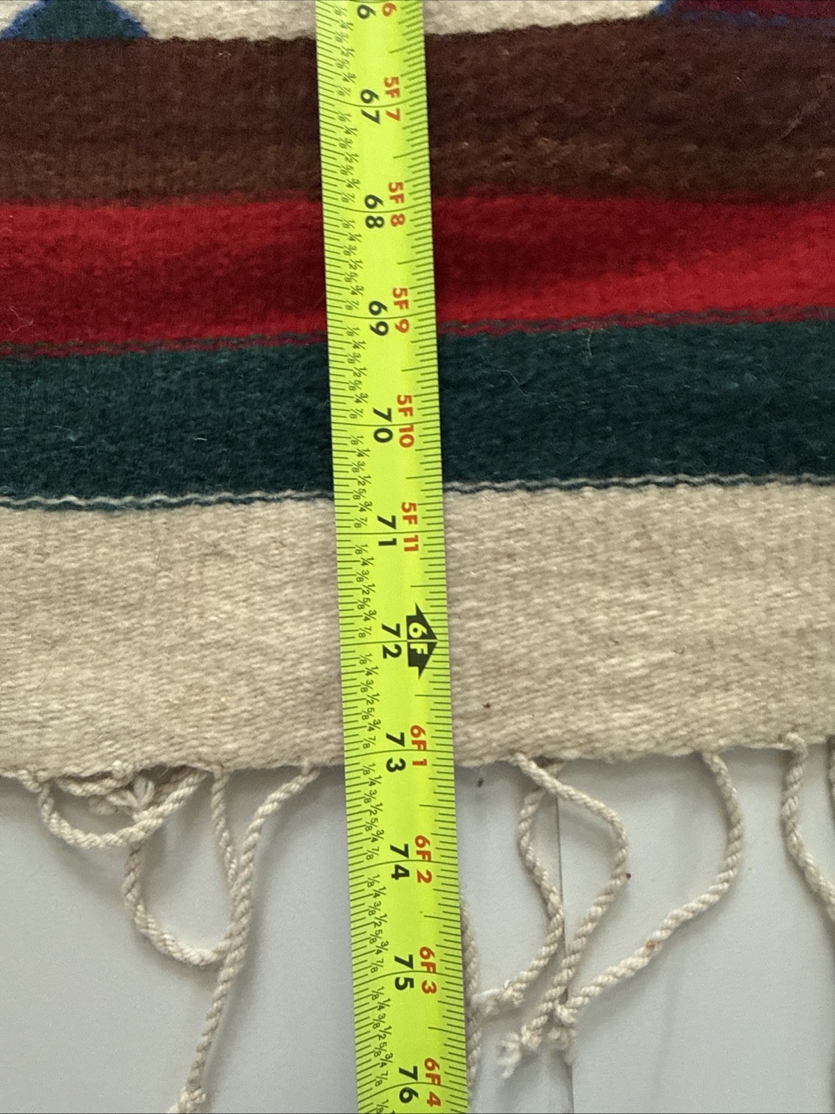 Mexican Wool Rug Runner Aztec Southwestern Navajo Style 6ft Rustic Lodge Native