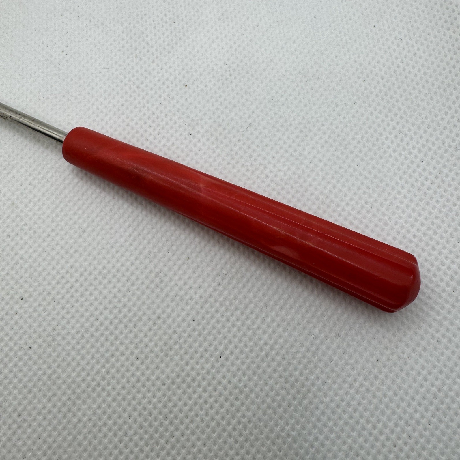 Vintage Cocktail Stir Spoon Muddler Stainless Steel Retro Red Handle