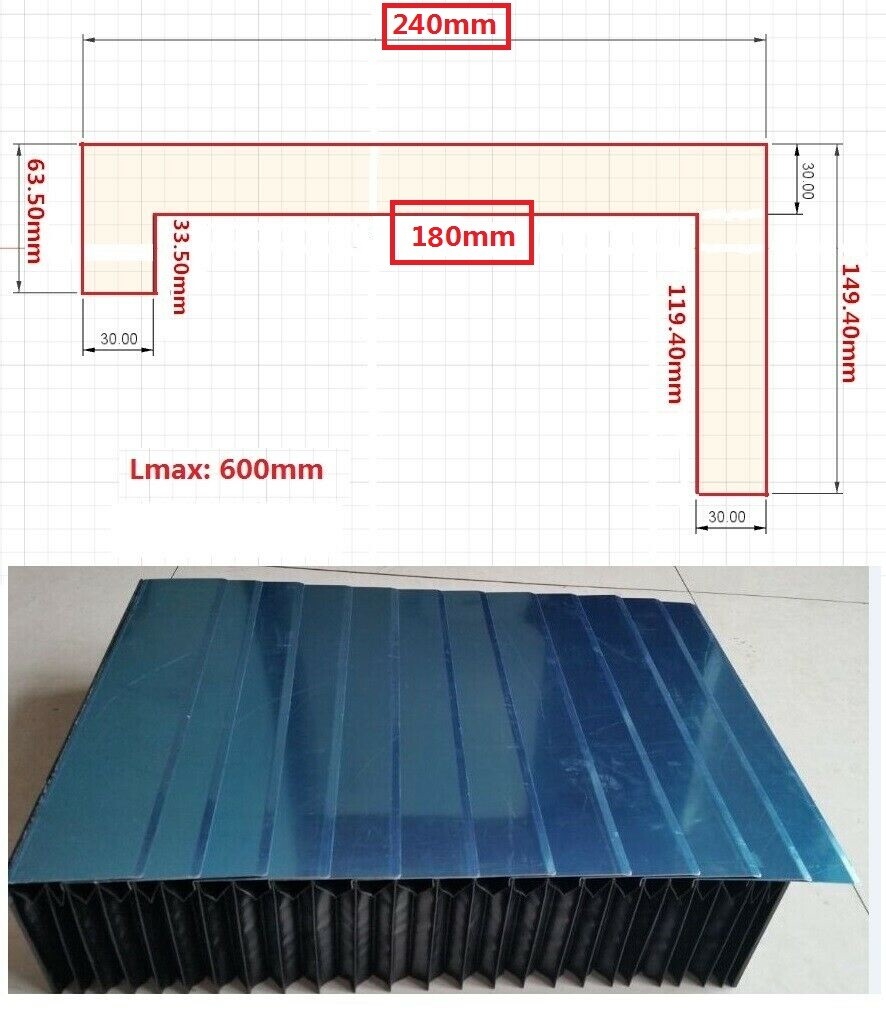 PM1228 lathe stainless steel armored protection cover,width 240 mm x Lmax 600 mm