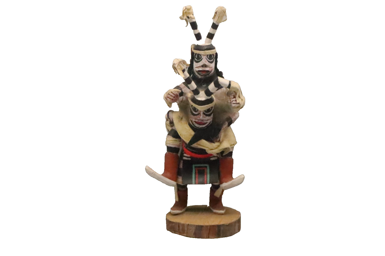 Signed Padilla Hopi Koshare Sacred Clowns Kachina Doll Carved Wood 8in Folk Art