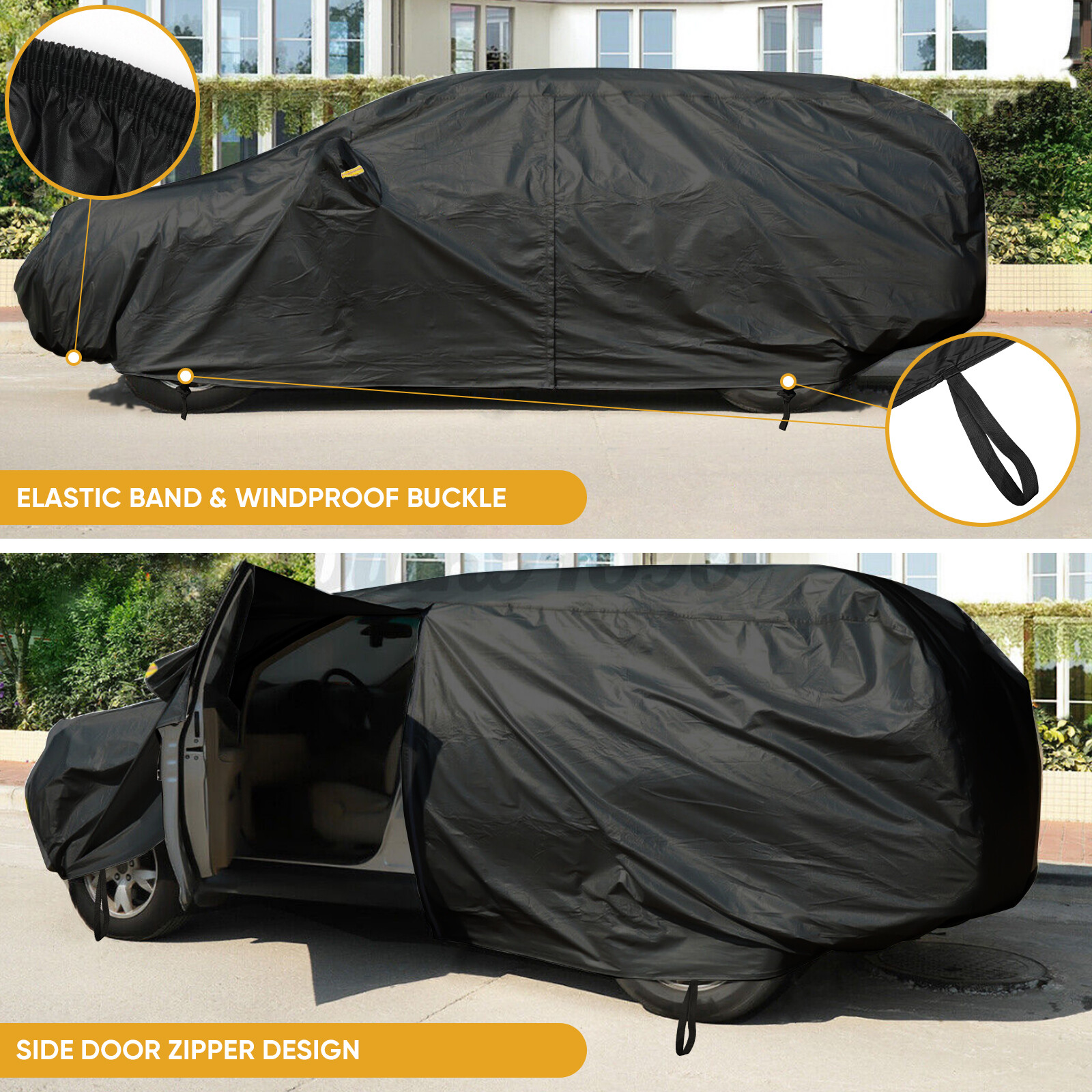 SUV Cover Outdoor Car Protection Waterproof Dust w/ Zipper For Cadillac Escalade