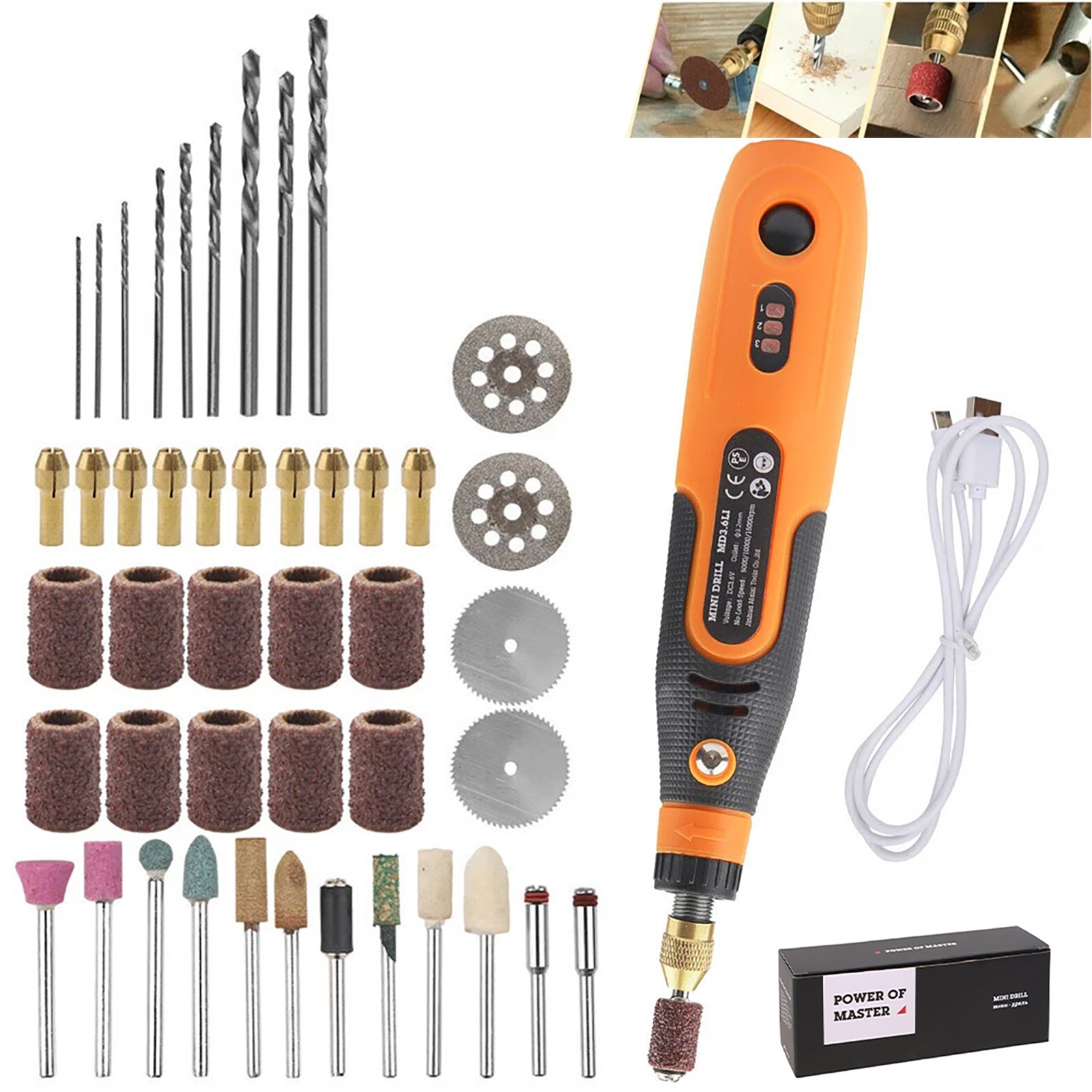 Mini Cordless Rotary Tool USB Rechargeable Three-Speed Electric Grinder Pen Set