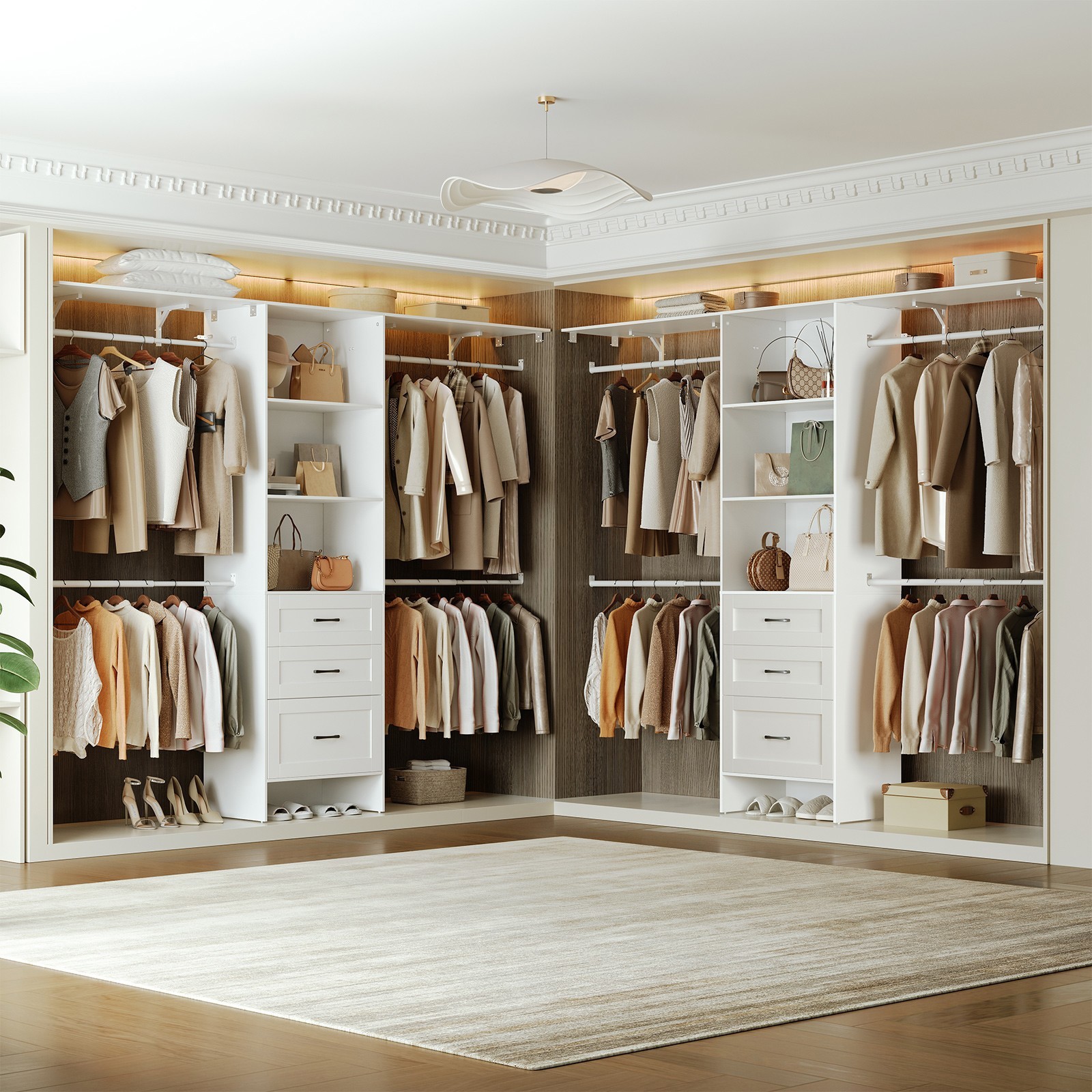 HOOBRO Closet Wardrobe Heavy-Duty Clothes Rack Freestanding Closet Organizer