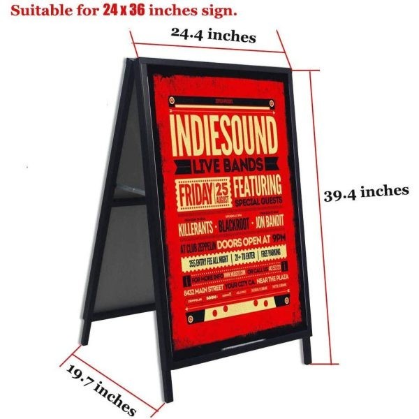 A Frame Sidewalk Sign, Heavy Duty Sandwich Board Signs 24x36 in(print included)