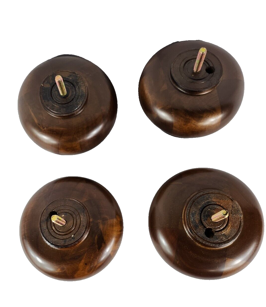 3" Turned Buns Walnut Tapered Furniture Wood Legs (05-1624) 5/16" Bolt Set of 4