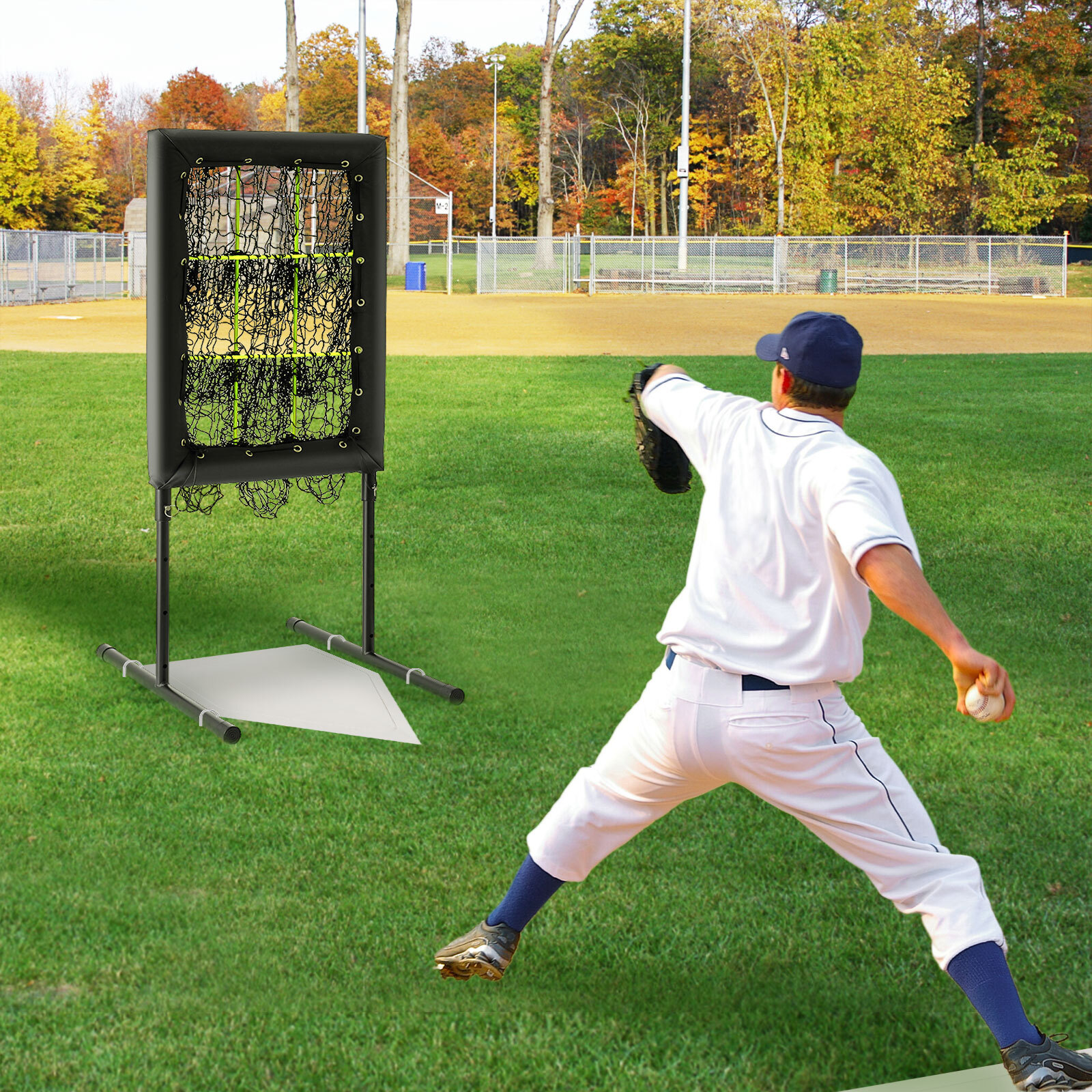 Baseball & Softball Pitchers Target | 9 Pocket Pitching Net 3 Adjustable Setting