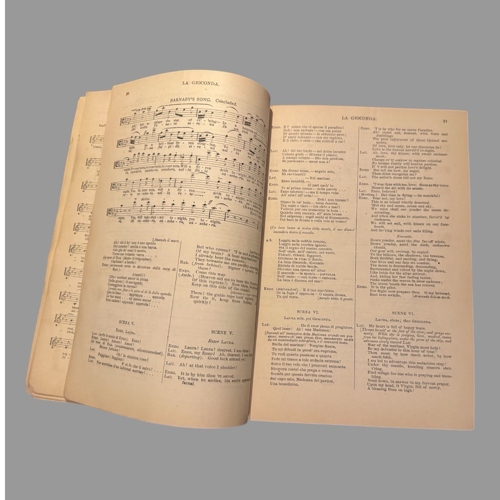 1884 Boston Opera Advertising Playbill Program La Gioconda by Gorrio, Ponchielli