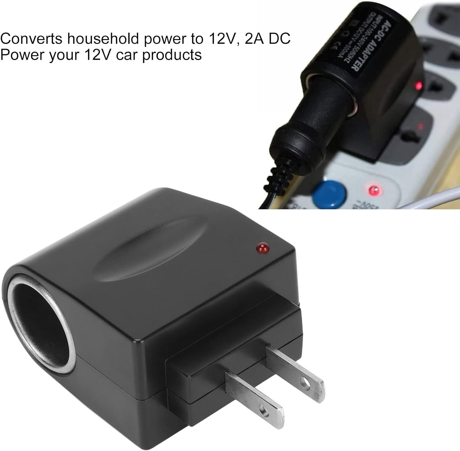 New 110V - 240V AC Plug To 12V DC Car Cigarette Lighter Converter Socket Adapter